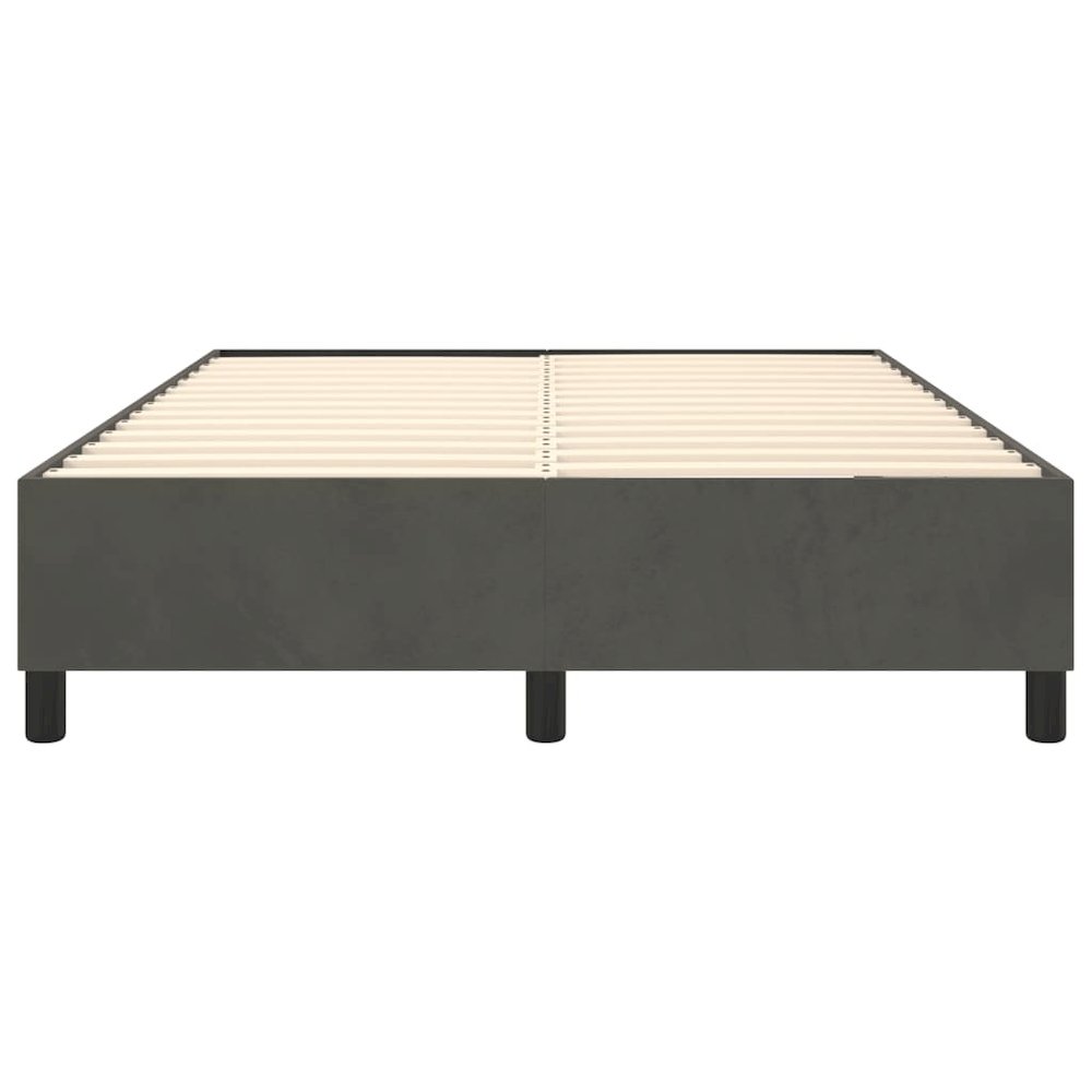 Bed Frame Dark grey Velvet, plywood, engineered wood Queen Modern