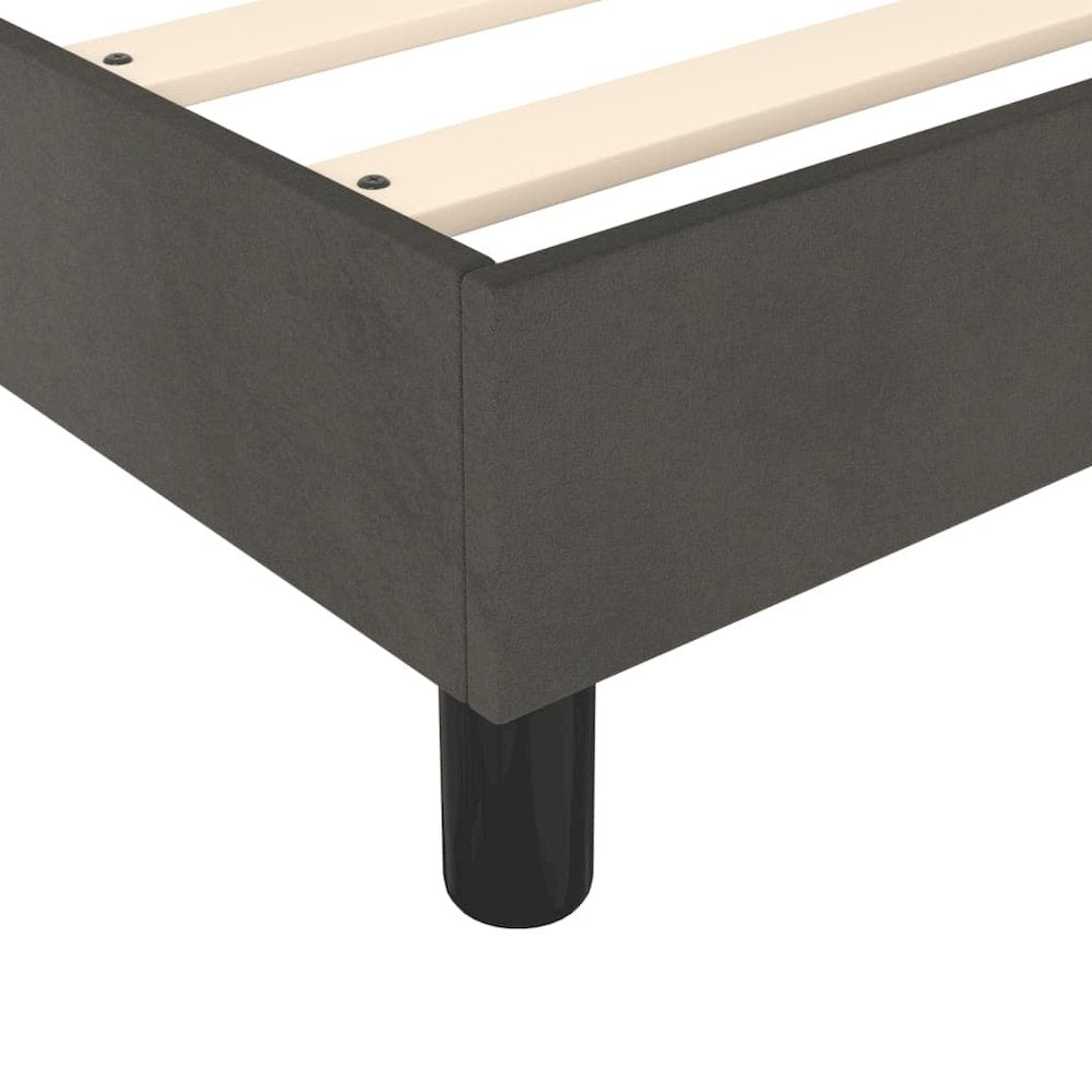 Bed Frame Dark grey Velvet, plywood, engineered wood Queen Modern