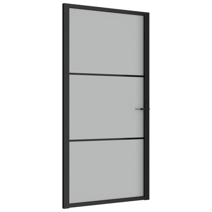 Interior Door 40.4"x79.3" Black Matt Glass and Aluminum