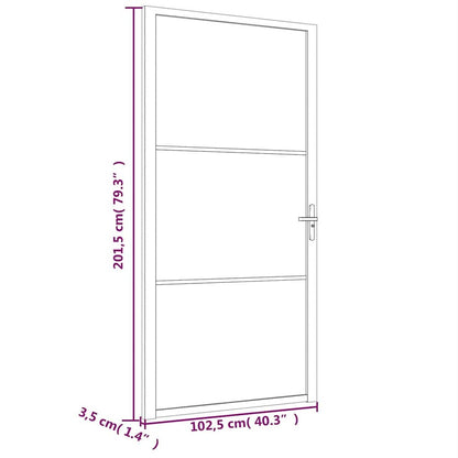 Interior Door 40.4"x79.3" Black Matt Glass and Aluminum