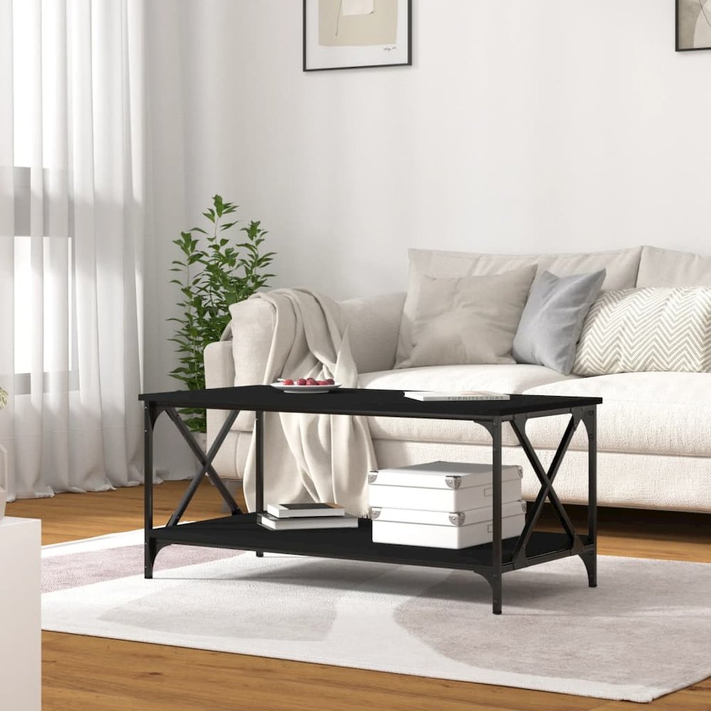Coffee Table Black Engineered wood 39.4x19.7x17.7 in