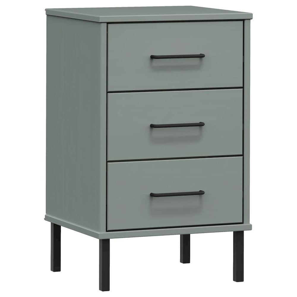 Bedside Cabinet Grey Solid pine wood, metal Medium