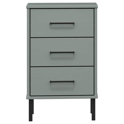 Bedside Cabinet Grey Solid pine wood, metal Medium