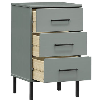 Bedside Cabinet Grey Solid pine wood, metal Medium