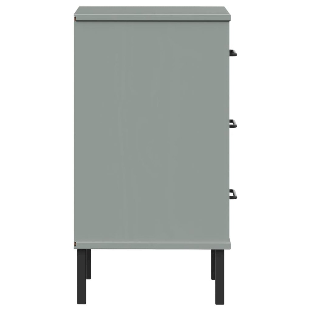 Bedside Cabinet Grey Solid pine wood, metal Medium