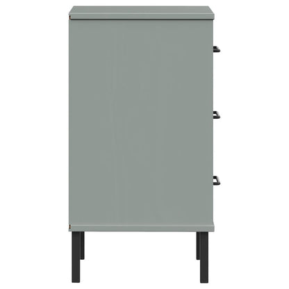 Bedside Cabinet Grey Solid pine wood, metal Medium