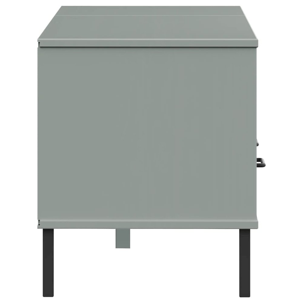 TV Cabinet Grey Solid pine wood, metal 62.2 x 15.7 x 18.3 in