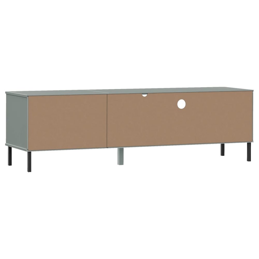 TV Cabinet Grey Solid pine wood, metal 62.2 x 15.7 x 18.3 in