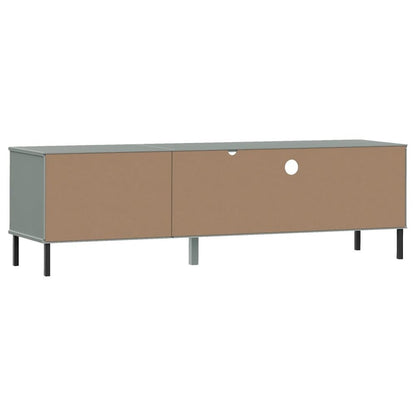TV Cabinet Grey Solid pine wood, metal 62.2 x 15.7 x 18.3 in
