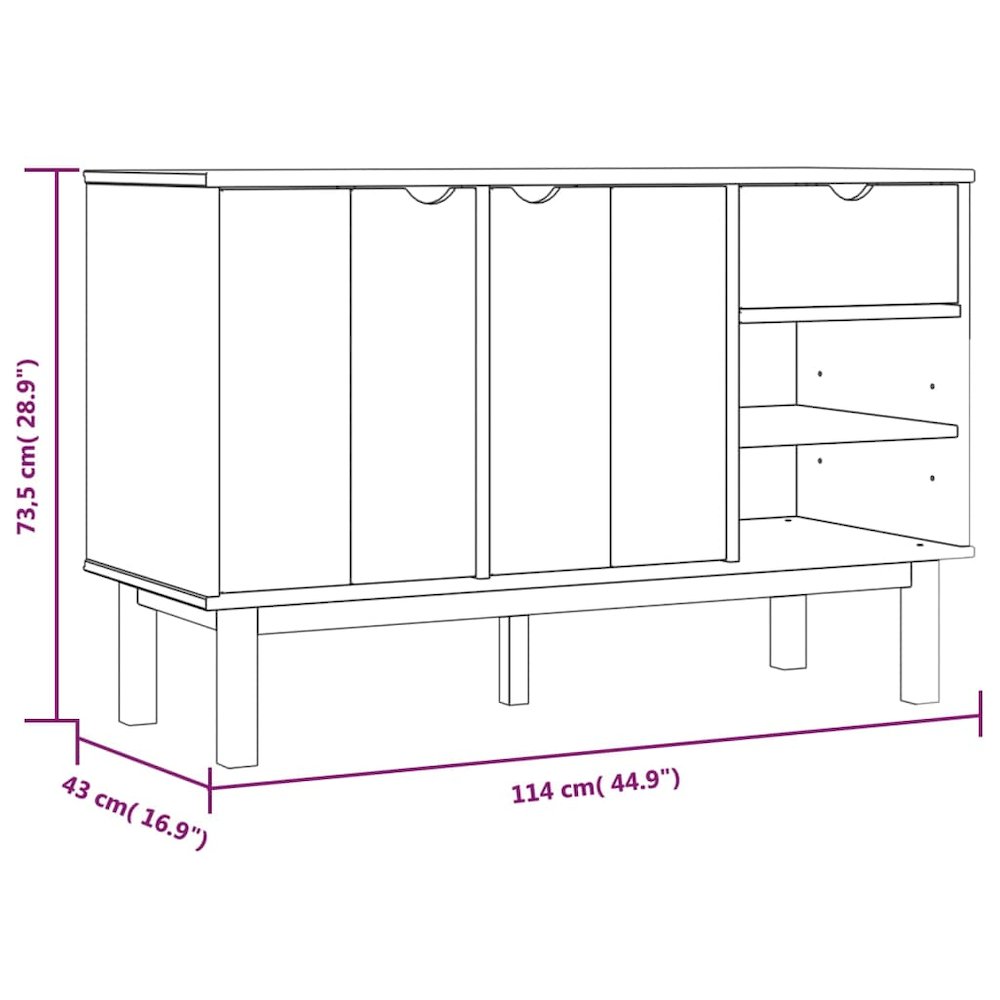 Sideboard Brown and white Solid pine wood, engineered wood Medium