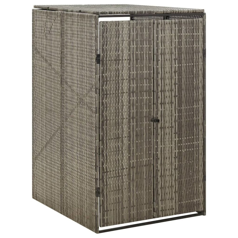 Single Wheelie Bin Shed Gray 27.6"x31.5"x46.1" Poly Rattan