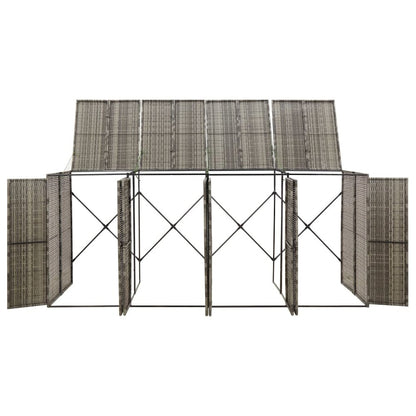 Quadruple Wheelie Bin Shed Gray 107.9"x31.5"x46.1" Poly Rattan