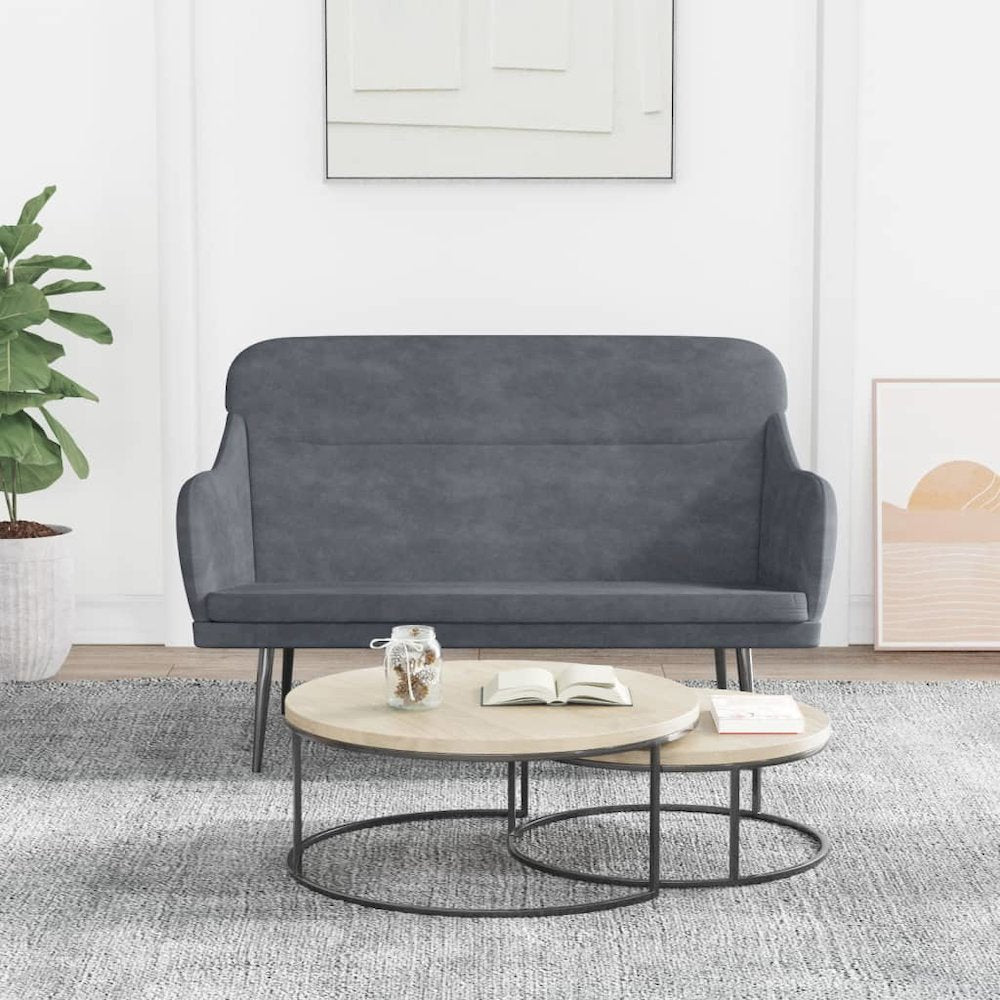 Bench Dark Grey Velvet (100% polyester), metal, plywood Standard