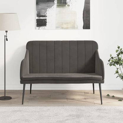 Bench Dark Gray Velvet fabric, Metal, Plywood Medium