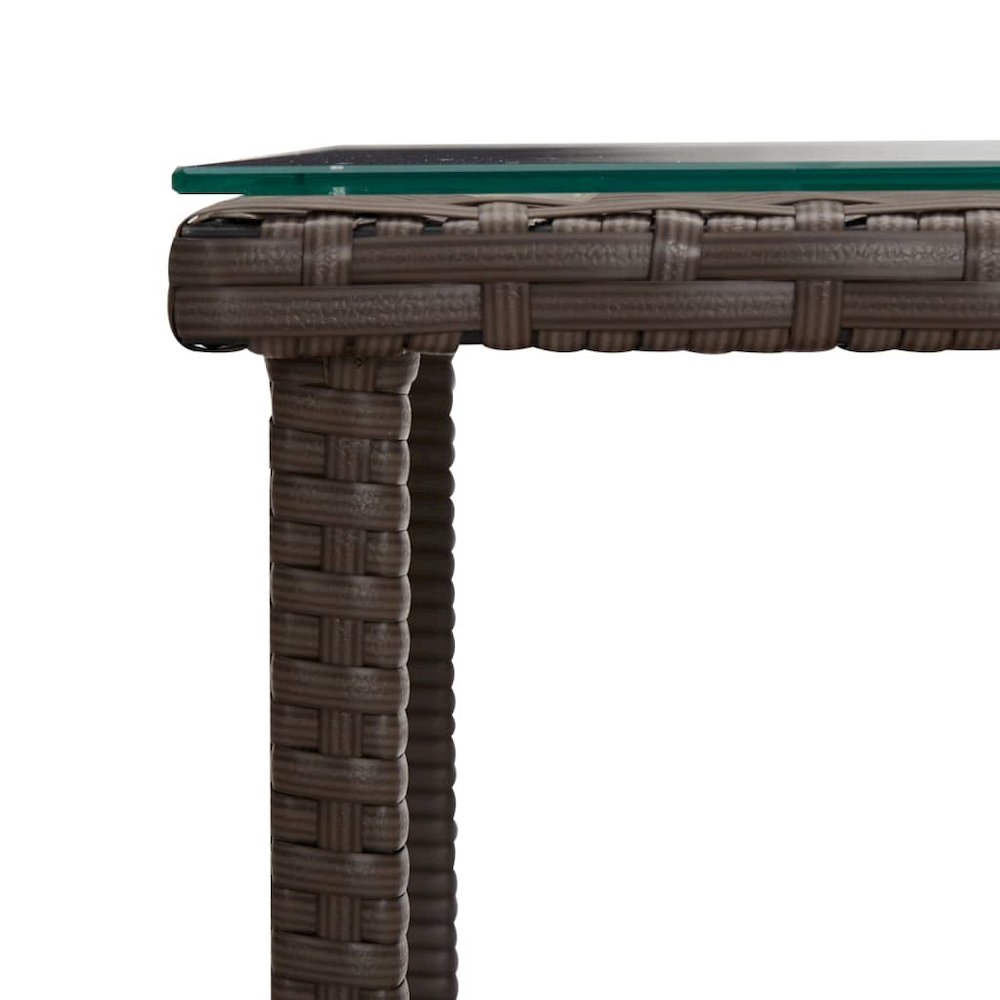 Side Table Brown Poly Rattan Small Durable Side Table Square