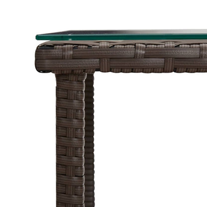 Side Table Brown Poly Rattan Small Durable Side Table Square