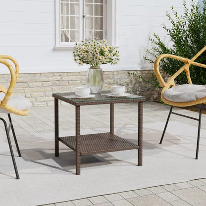 Side Table Brown Poly Rattan Small Durable Side Table Square