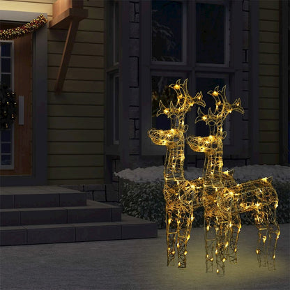 Reindeer Christmas Decoration Set of 2 Warm White Acrylic