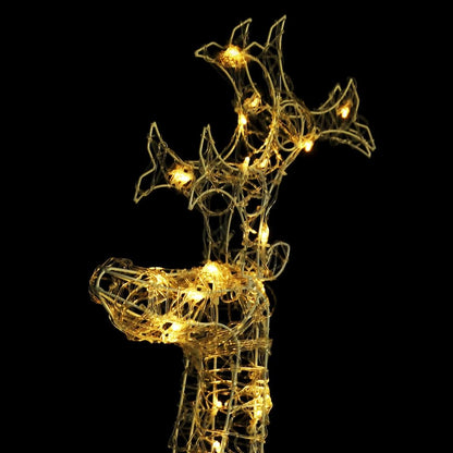 Reindeer Christmas Decoration Set of 2 Warm White Acrylic
