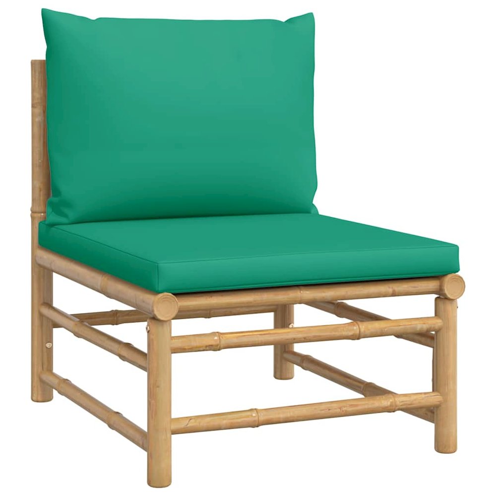 Garden Middle Sofa Green, Natural Bamboo