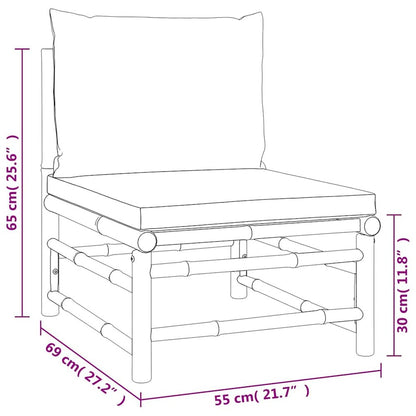 Garden Middle Sofa Green, Natural Bamboo