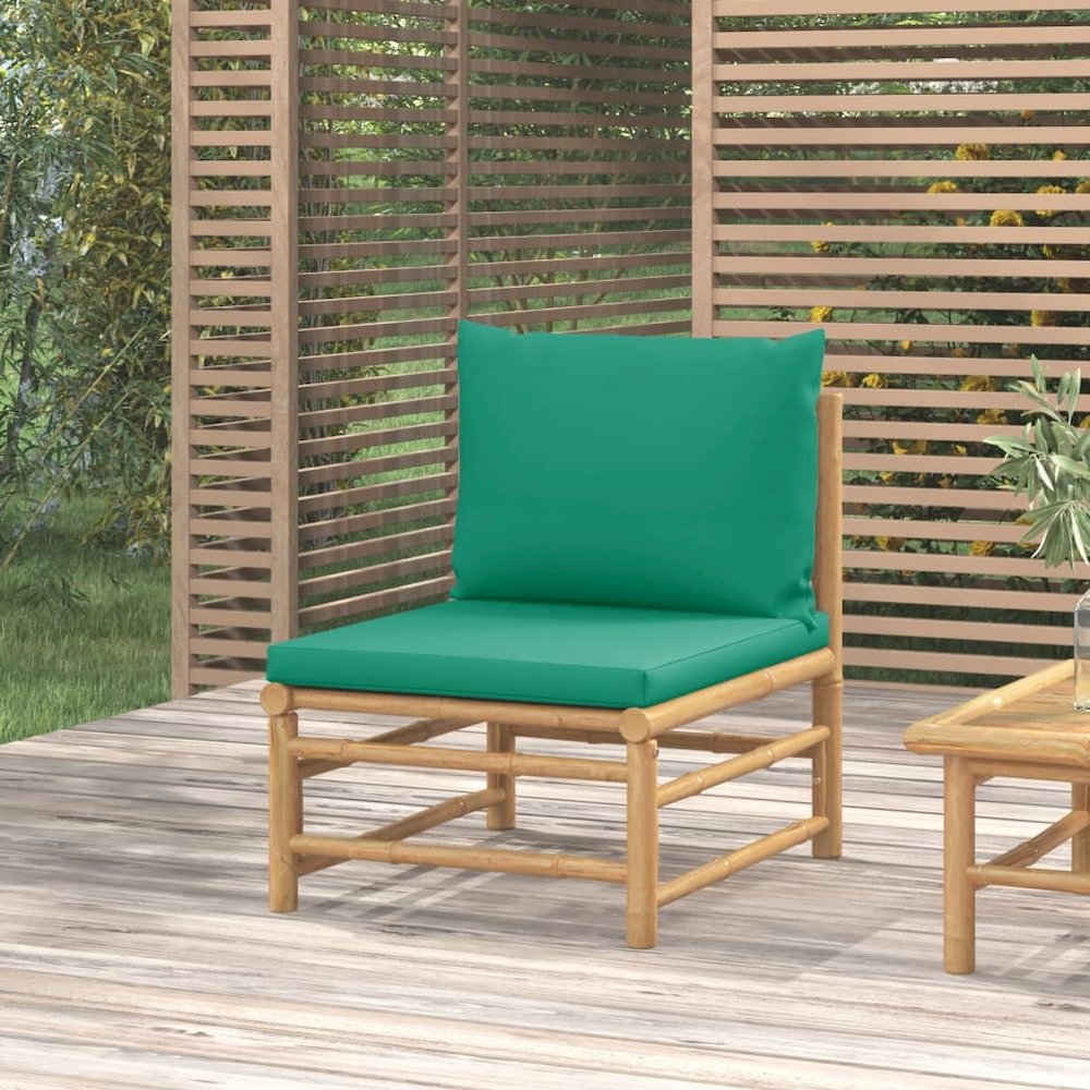 Garden Middle Sofa Green, Natural Bamboo