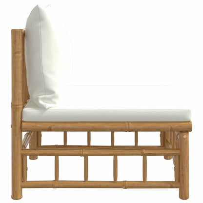 Garden Middle Sofa Bamboo with Cream White Cushions