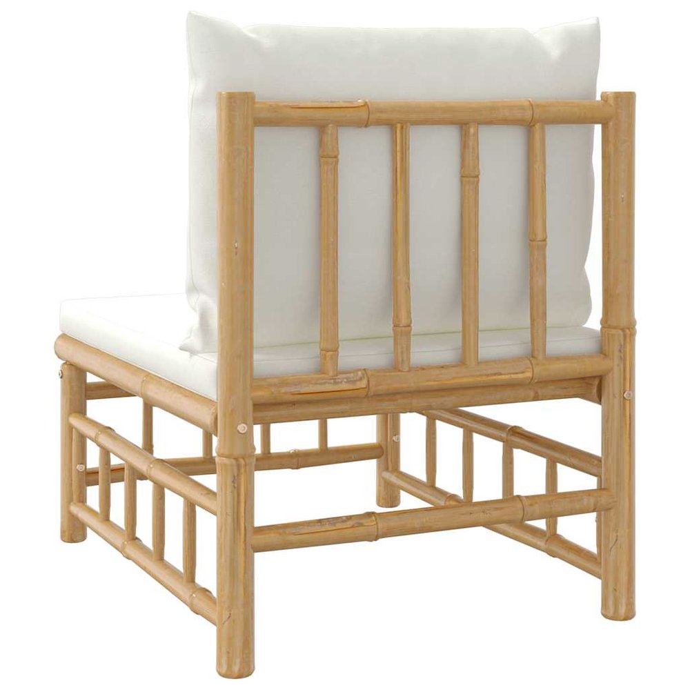 Garden Middle Sofa Bamboo with Cream White Cushions