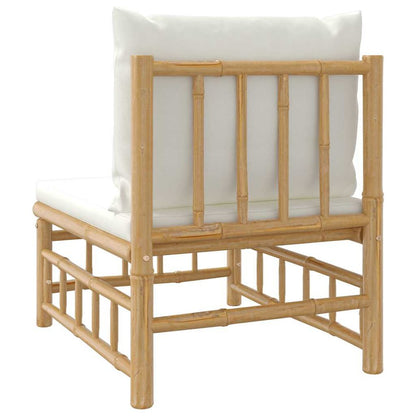 Garden Middle Sofa Bamboo with Cream White Cushions