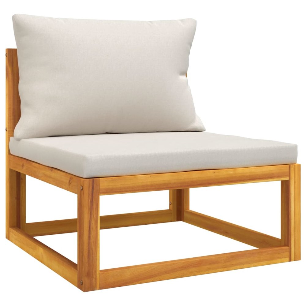 Garden Sofa Set Light Grey Solid Acacia wood, 100% Polyester Medium