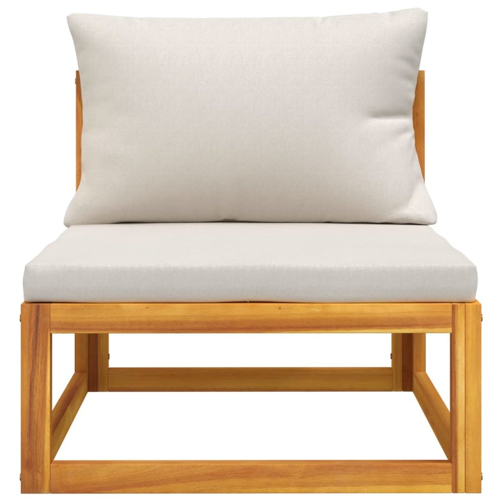 Garden Sofa Set Light Grey Solid Acacia wood, 100% Polyester Medium