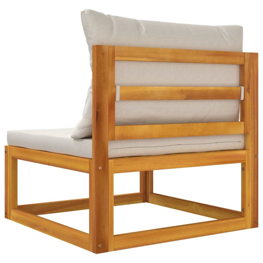 Garden Sofa Set Light Grey Solid Acacia wood, 100% Polyester Medium