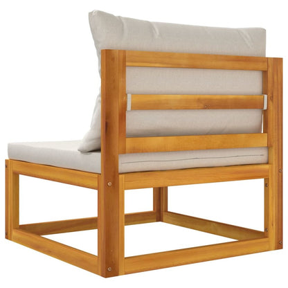 Garden Sofa Set Light Grey Solid Acacia wood, 100% Polyester Medium