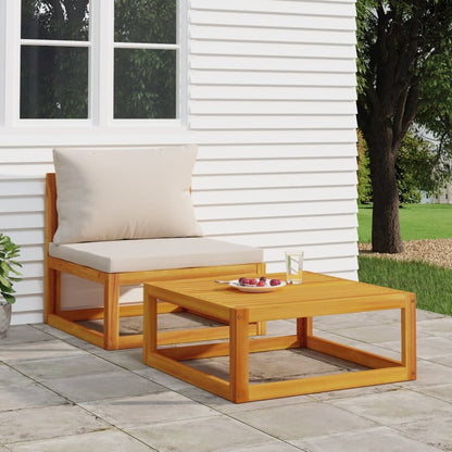 Garden Sofa Set Light Grey Solid Acacia wood, 100% Polyester Medium