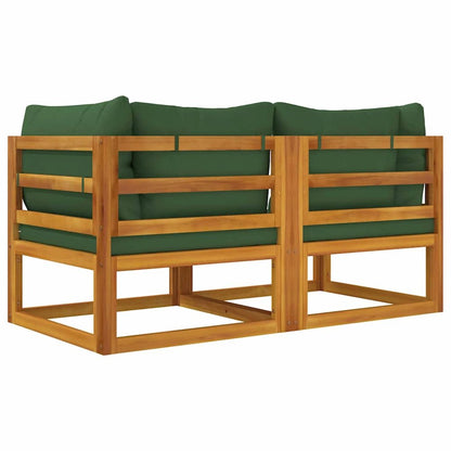 Corner Sofa Green cushions Solid acacia wood and polyester Standard