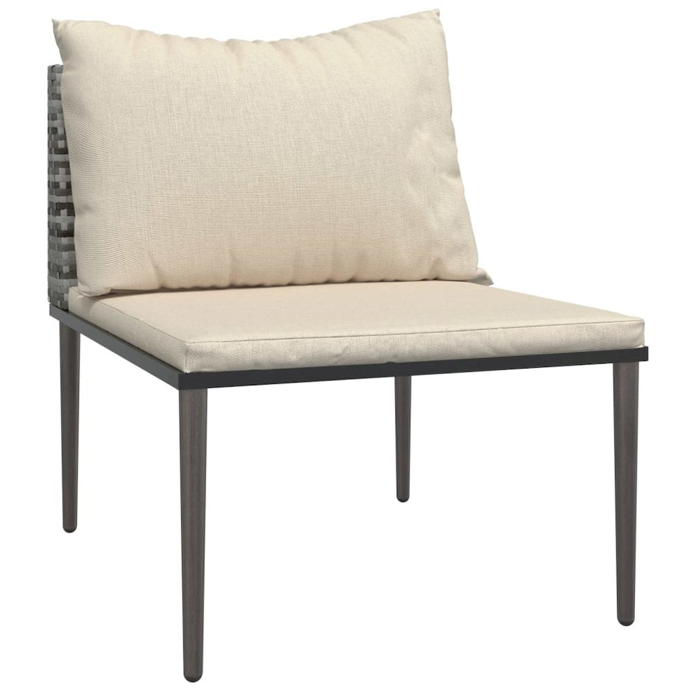 Garden Middle Sofa Set of 2 Grey with Beige Cushions