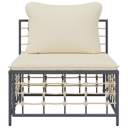 Garden Middle Sofa Anthracite, Beige PE Rattan Modular
