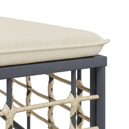 Garden Middle Sofa Anthracite, Beige PE Rattan Modular