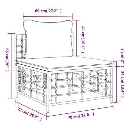 Garden Middle Sofa Anthracite, Beige PE Rattan Modular