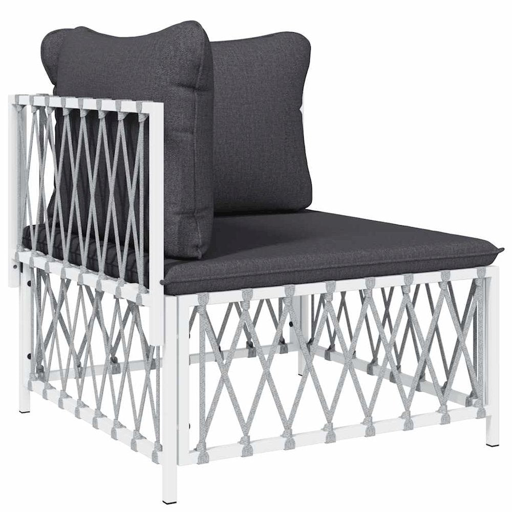 Garden Corner Sofa White Woven fabric, powder-coated steel, textilene