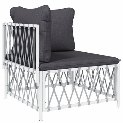 Garden Corner Sofa White Woven fabric, powder-coated steel, textilene