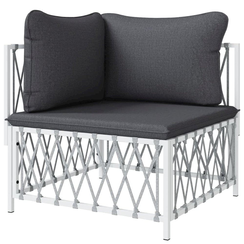 Garden Corner Sofa White Woven fabric, powder-coated steel, textilene