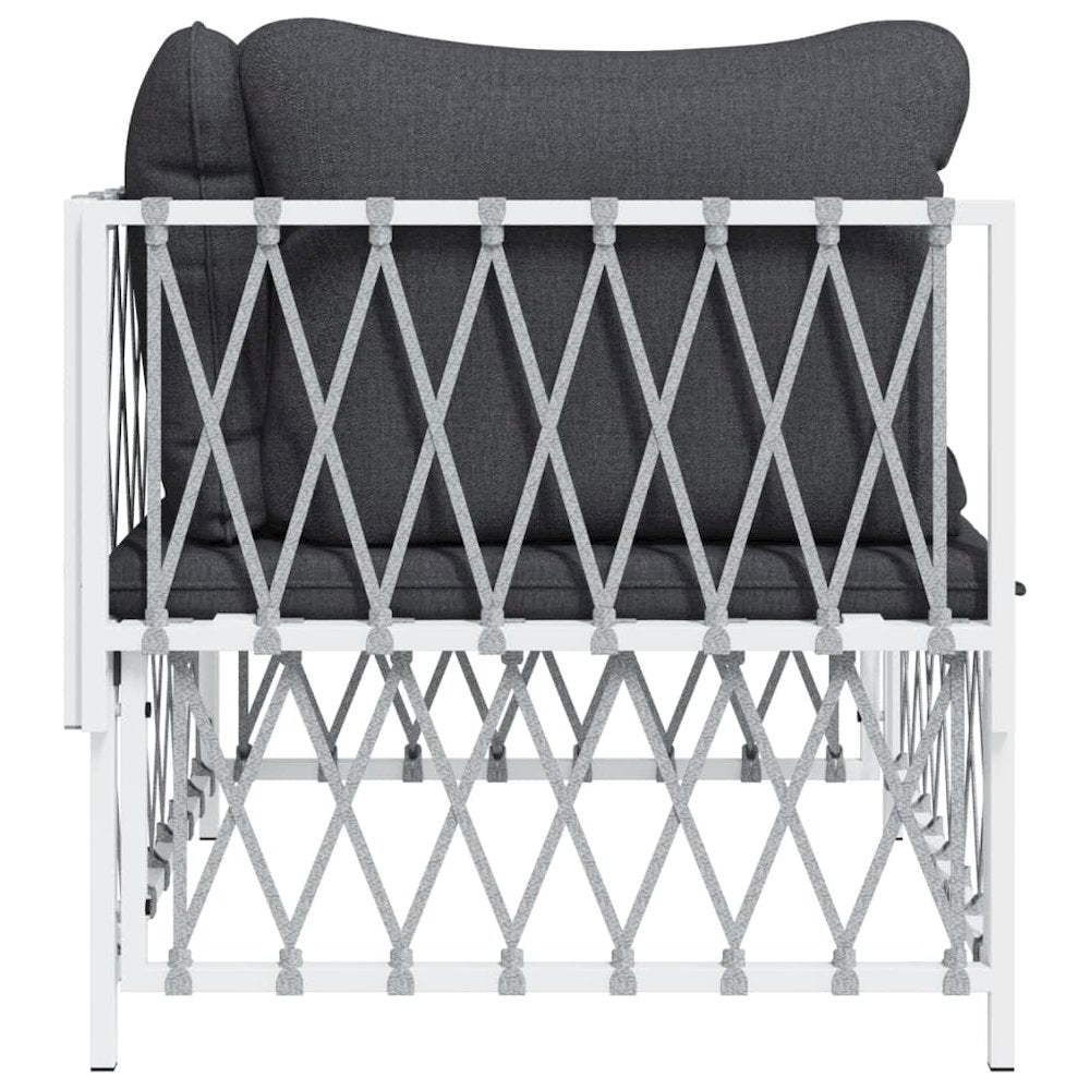 Garden Corner Sofa White Woven fabric, powder-coated steel, textilene