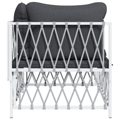 Garden Corner Sofa White Woven fabric, powder-coated steel, textilene