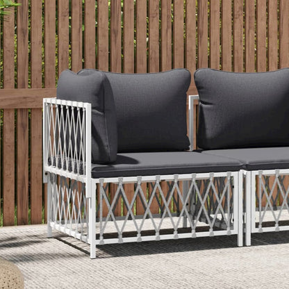 Garden Corner Sofa White Woven fabric, powder-coated steel, textilene