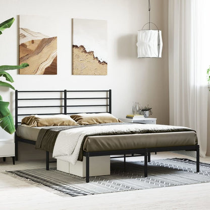Bed Frame Black Powder-Coated Steel Full Bed Frame Rectangular
