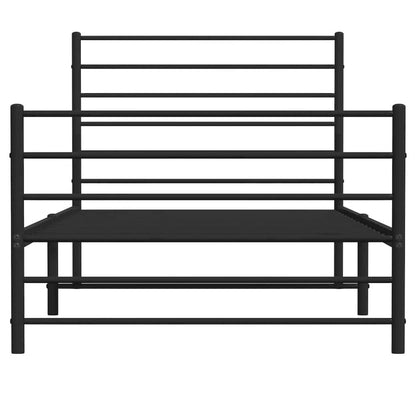 Bed Frame Black Powder-Coated Steel Twin Bed Frame Rectangular