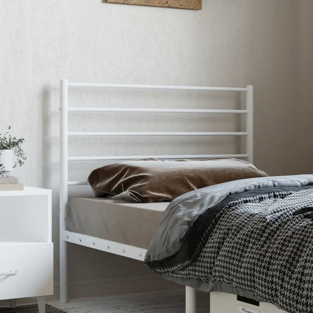 Headboard White Powder-Coated Steel Single Bed Headboard Durable