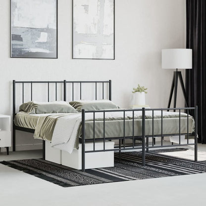Bed Frame Black Powder-Coated Steel 53.9x74.8 in Bed Frame