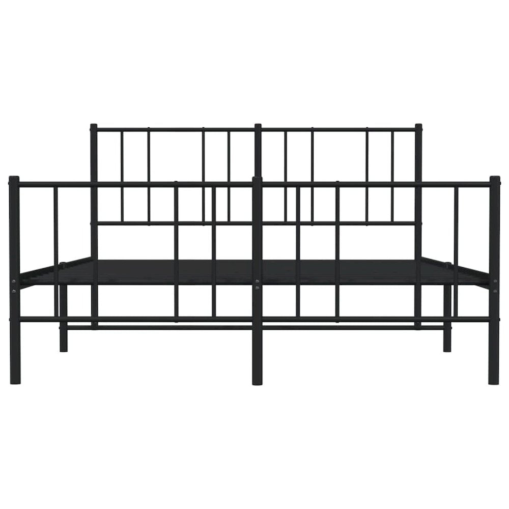 Bed Frame Black Powder-Coated Steel 53.9x74.8 in Bed Frame